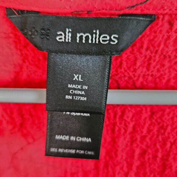 Ali Miles Woman Size XL Tunic Asymmetric Hem Roll Tab Sleeve Center Pleat Color - Picture 6 of 8